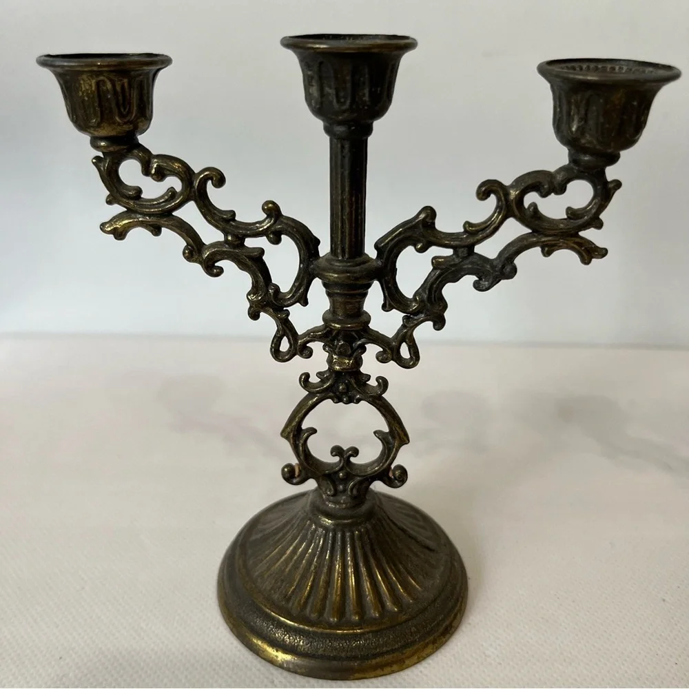 Vintage Brass Interpur Mini Candelabra Set of Two Made in Italy